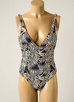 Maillot de bain 1 pièce effet matière satinée haut soutien-gorge avec mousse de rembourrage amovible noir ADMAS femme