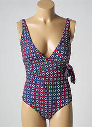 Maillot de bain 1 pièce imprimé fantaisie haut triangles bleu ADMAS femme