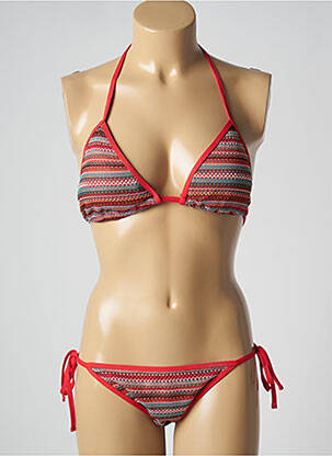 Maillot de bain 2 pièces stretch haut triangles rouge ADMAS femme