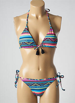 Maillot de bain 2 pièces stretch haut triangles bleu ADMAS femme