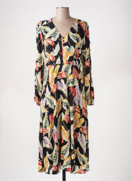 Robe mi-longue imprimé fleurs manches longues noir KING LOUIE femme