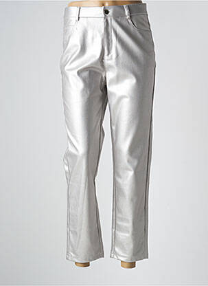 Pantalon 7/8 fermeture zippée sous rabat boutonné taille normale argent GRACIELA femme