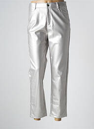 Pantalon 7/8 fermeture zippée sous rabat boutonné taille normale argent GRACIELA femme