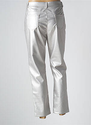 Pantalon 7/8 fermeture zippée sous rabat boutonné taille normale argent GRACIELA femme