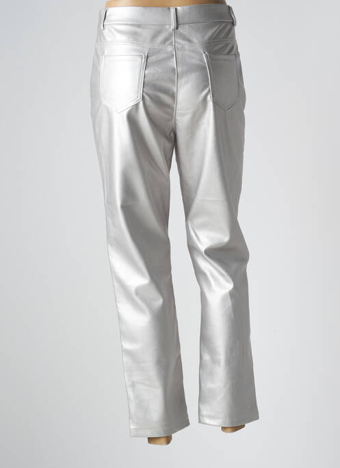 Pantalon 7/8 fermeture zippée sous rabat boutonné taille normale argent GRACIELA femme