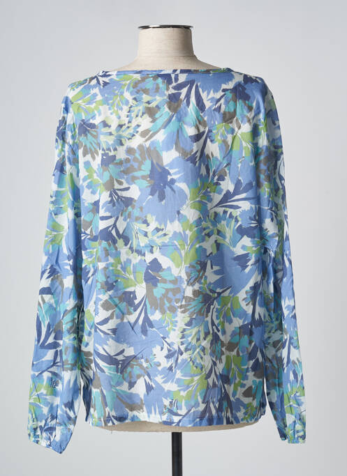 Blouse tissage popeline manches longues bleu HAJO femme