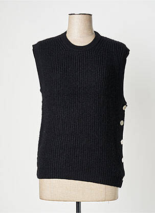 Pull coupe cintrée sans manche noir KANOPE femme