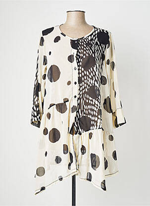 Gilet manches longues col rond beige G!OZE femme