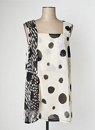 Top tissage crêpe sans manche beige G!OZE femme