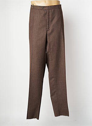 Pantalon droit tissage chiné marron TREVIRA homme