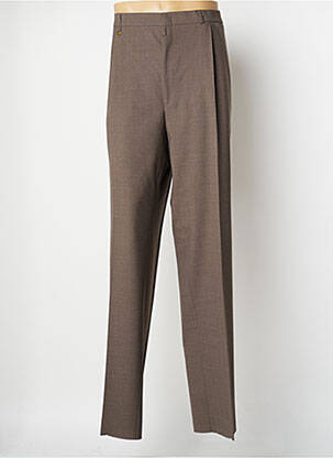 Pantalon droit tissage chiné marron MOBIL ELASTO homme