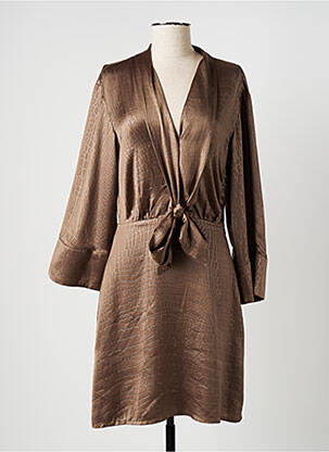 Robe mi-longue manches longues manches longues vert GUESS femme