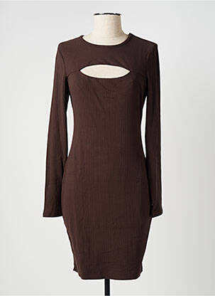 Robe courte manches longues manches longues marron GUESS femme