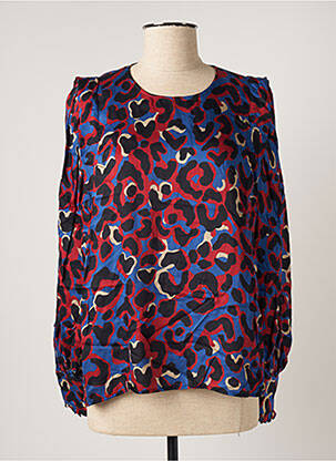Blouse tissage popeline manches longues bleu IMPREVU femme