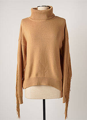 Pull col roulé resserrée sur le bas manches longues beige GUESS femme