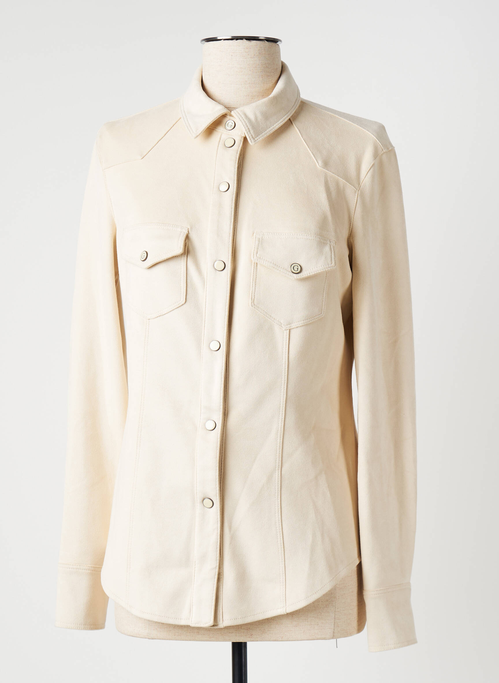 Chemisier Coupe Cintrée Beige Clair Guess Femme 2352400-beigcl