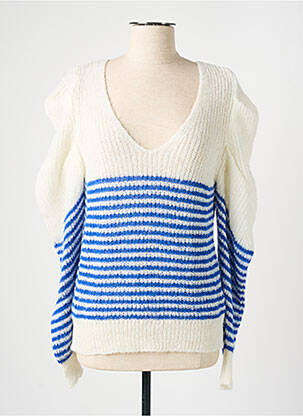 Pull col v manches courtes beige IMPREVU femme