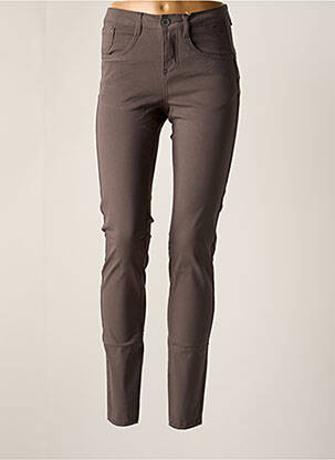 Pantalon slim tissage popeline gris CREAM femme