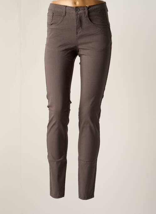 Pantalon slim tissage popeline gris CREAM femme