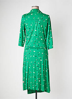 Robe mi-longue imprimé fantaisie manches longues vert FROY & DIND femme