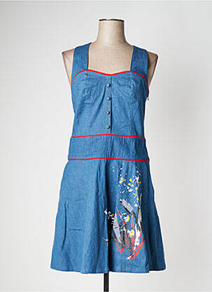 Robe courte coupe évasée fines bretelles bleu PRINCESSE NOMADE femme