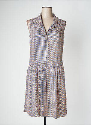Robe mi-longue manches courtes manches courtes bleu PRINCESSE NOMADE femme