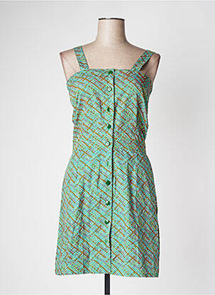 Robe mi-longue coupe cintrée fines bretelles vert PRINCESSE NOMADE femme