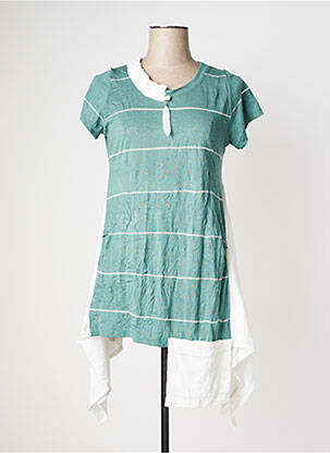 Tunique manches courtes tissage jersey vert POISSONS BLANCS femme