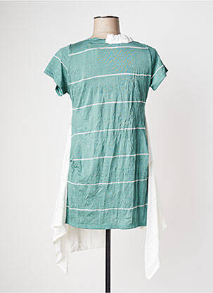 Tunique manches courtes tissage jersey vert POISSONS BLANCS femme