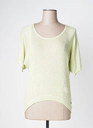Pull stretch manches courtes vert MAIS IL EST OU LE SOLEIL femme