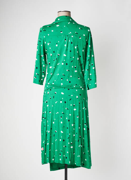 Robe mi-longue imprimé fantaisie manches longues vert FROY & DIND femme