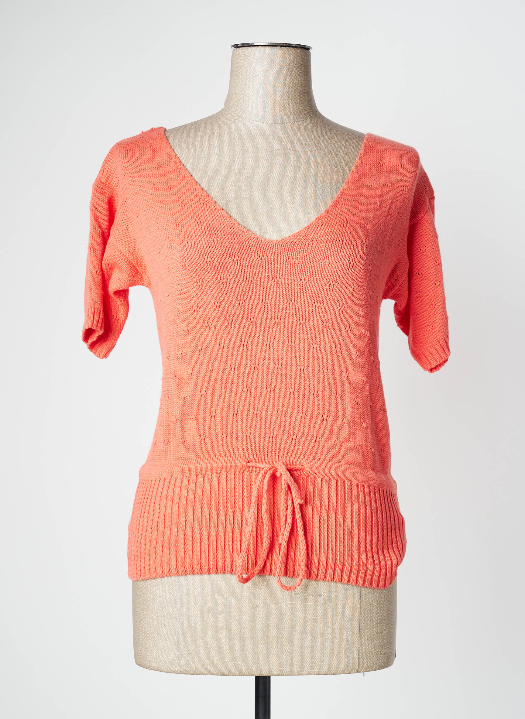 Pull coupe cintrée manches courtes orange PRINCESSE NOMADE femme