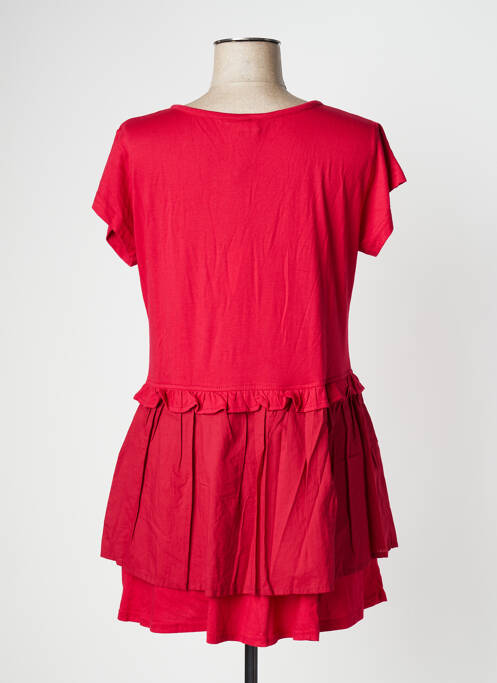 Robe courte rouge NID D'ABEILLE pour femme