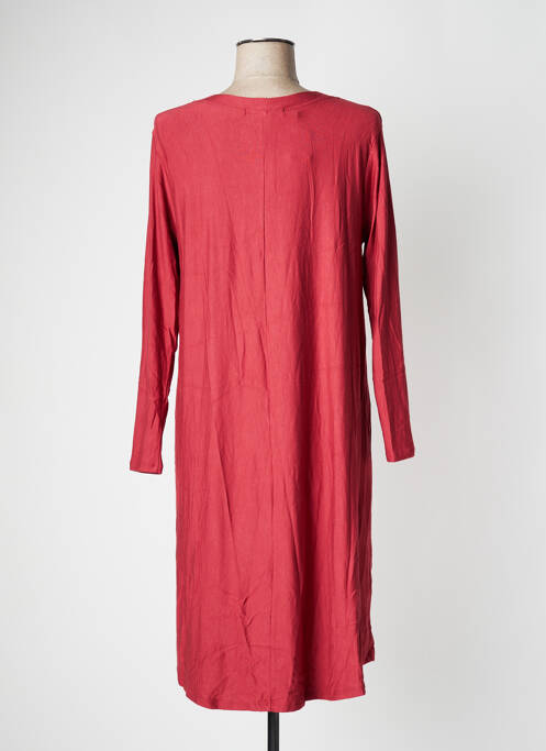 Robe mi-longue rouge POISSONS BLANCS pour femme