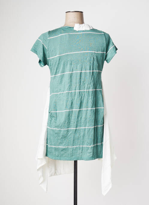 Tunique manches courtes vert POISSONS BLANCS pour femme