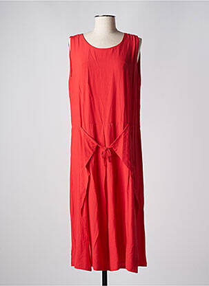 Robe longue sans manche sans manche rouge POISSONS BLANCS femme