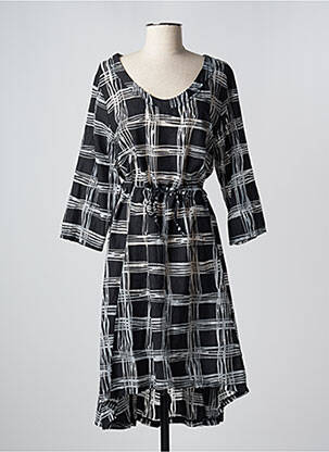Robe mi-longue manches 3/4 manches 3/4 noir G!OZE femme
