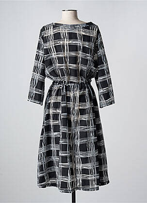Robe mi-longue manches 3/4 manches 3/4 noir G!OZE femme