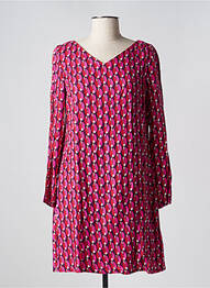 Robe mi-longue imprimé fantaisie manches longues rose SURKANA femme