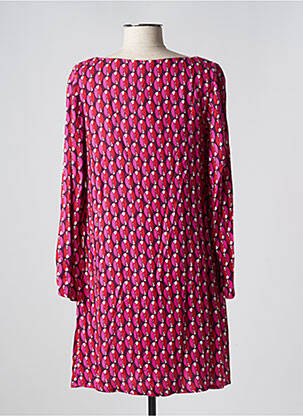 Robe mi-longue imprimé fantaisie manches longues rose SURKANA femme