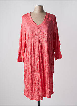 Robe mi-longue manches 3/4 manches 3/4 rose POISSONS BLANCS femme