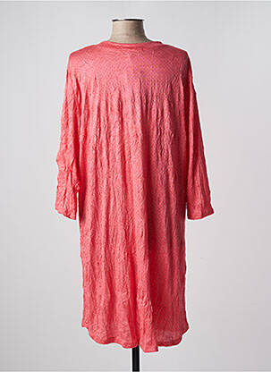 Robe mi-longue manches 3/4 manches 3/4 rose POISSONS BLANCS femme