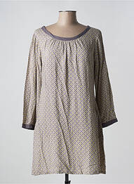 Robe mi-longue imprimé fantaisie manches longues gris NID D'ABEILLE femme