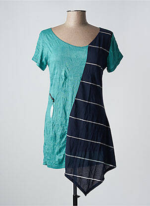 Tunique manches courtes tissage jersey bleu POISSONS BLANCS femme