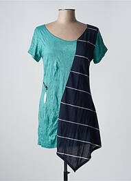 Tunique manches courtes tissage jersey bleu POISSONS BLANCS femme
