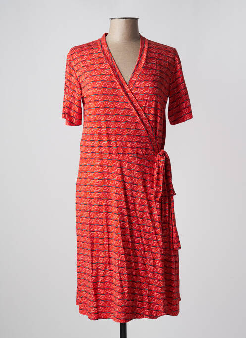 Robe mi-longue imprimé fantaisie manches courtes rouge PRINCESSE NOMADE femme