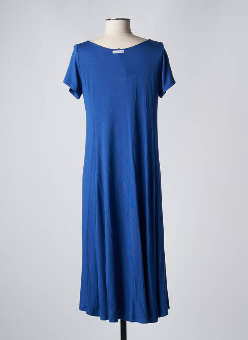 Robe longue bleu POISSONS BLANCS pour femme