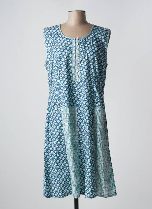 Robe mi-longue bleu NID D'ABEILLE pour femme