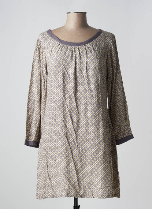 Robe mi-longue gris NID D'ABEILLE pour femme