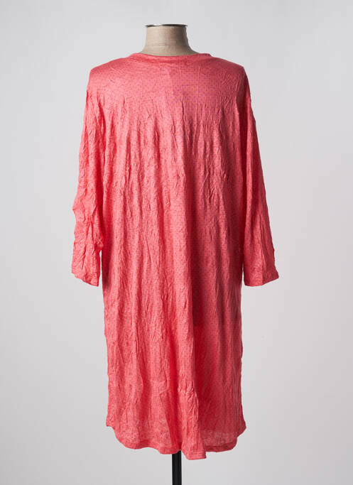 Robe mi-longue rose POISSONS BLANCS pour femme